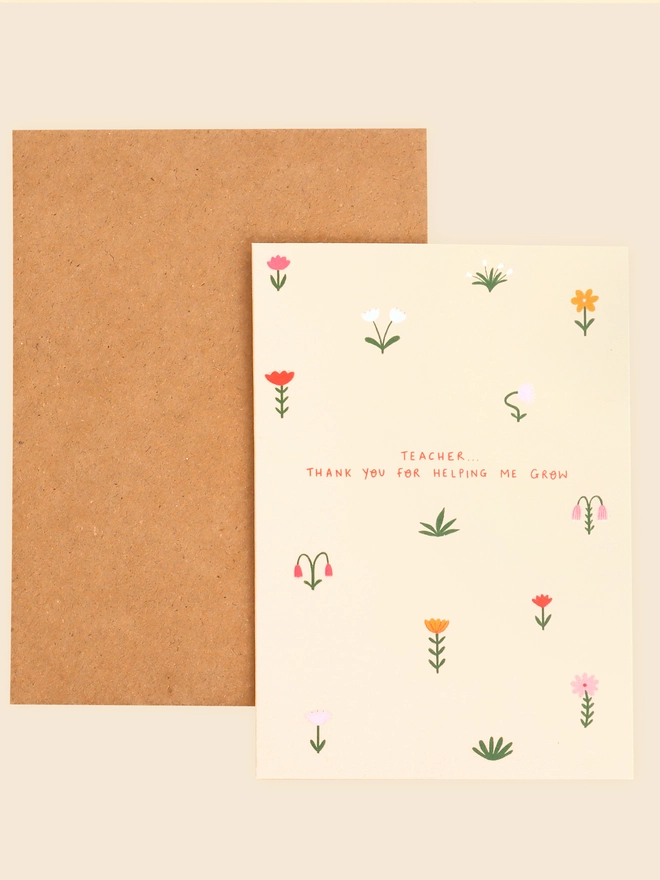 'Teacher Thank You For Helping Me Grow' Thank You Card