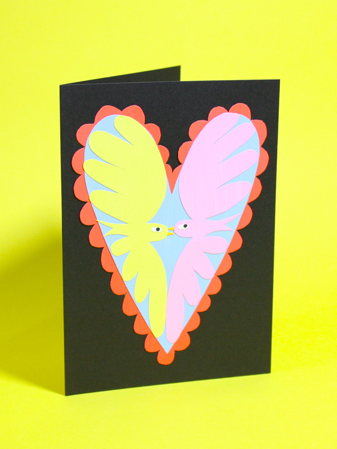 Love Birds Hand Collaged Greetings Card