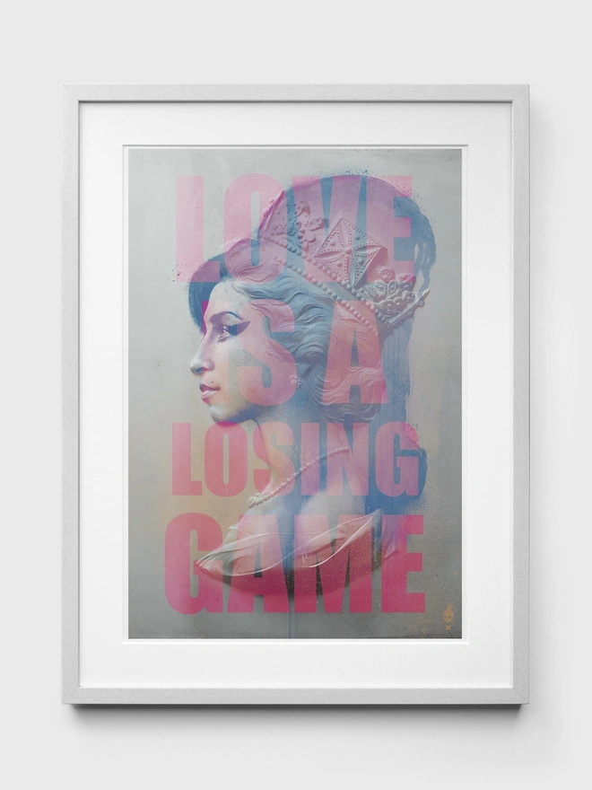 Amy Winehouse Love Is A Losing Game Art Print - White Frame