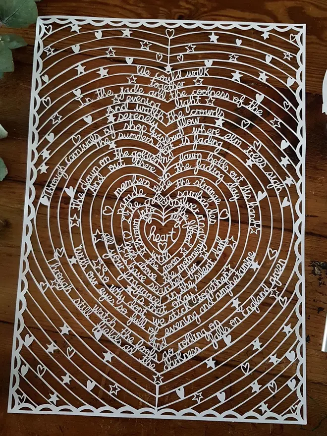 Personalised Lyrics Or Love Note Paper Cut