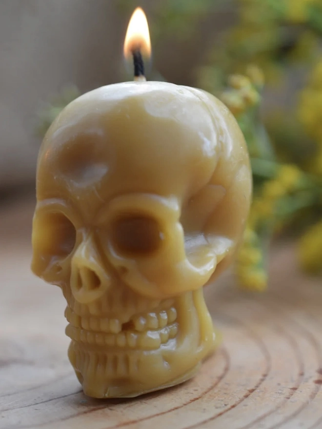 100% Pure Beeswax Small Halloween Skull Candle