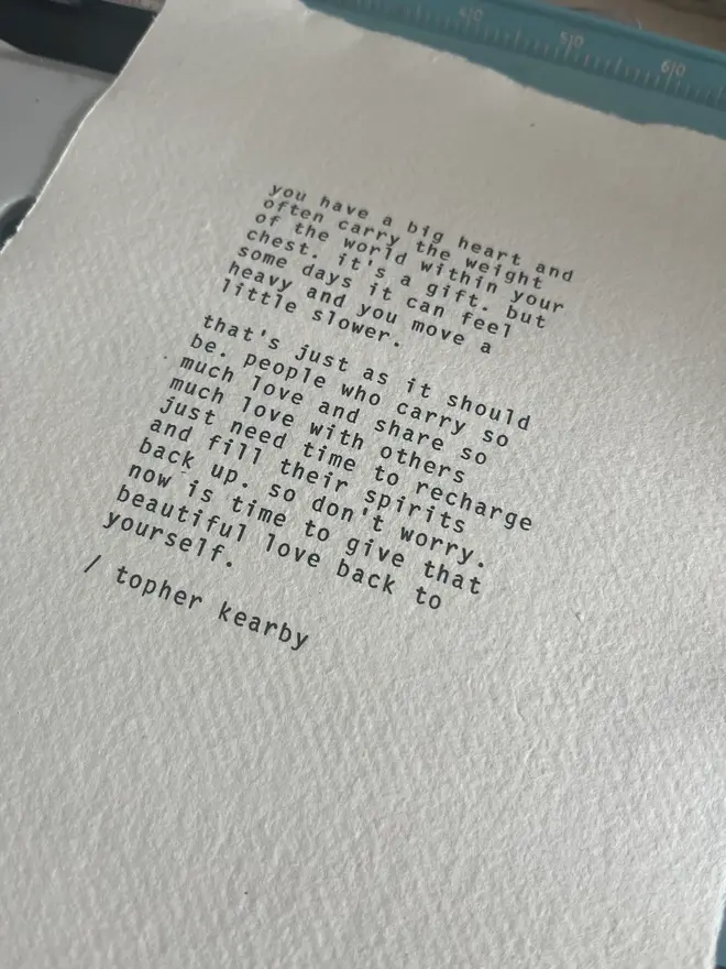  ‘You Have A Big Heart’ By Topher Kea Typewriter Poem Print