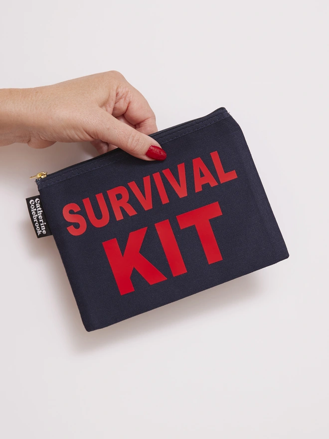 CATHERINE COLEBROOK SURVIVAL KIT POUCH NAVY:RED