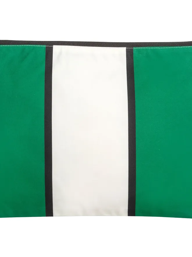 green striped zippered pouch