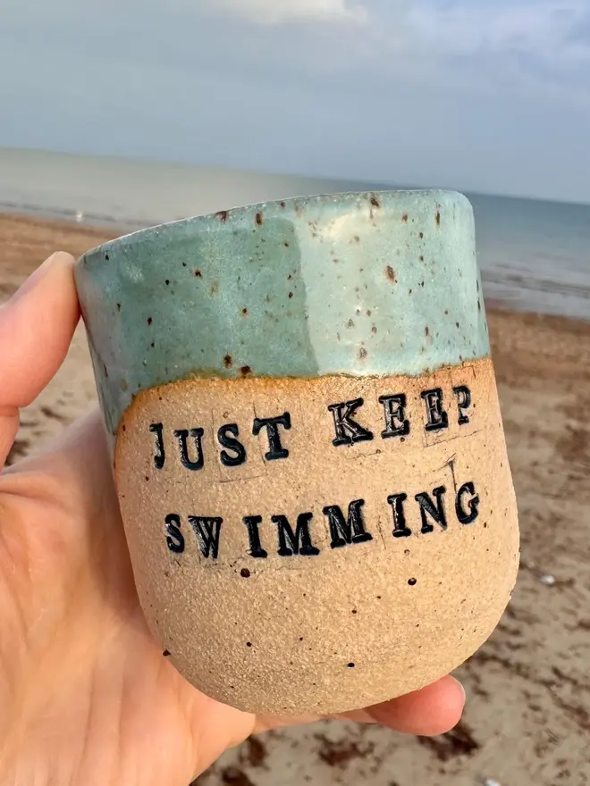 'Just Keep Swimming' Coastal Style Ceramic Cup