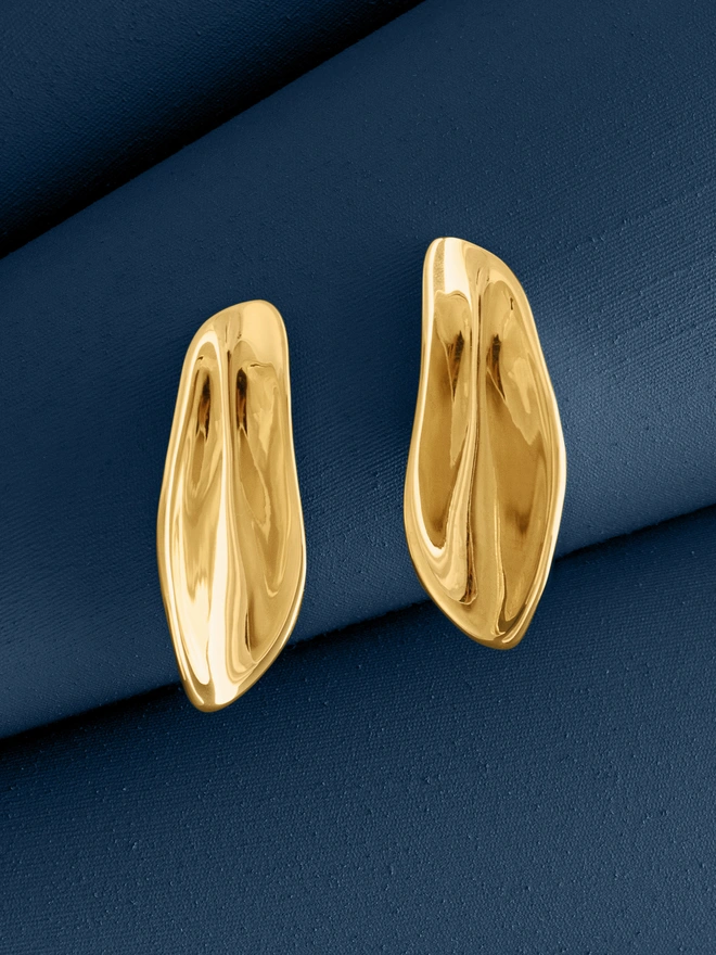 Loel Large Gold Leaf Drop Earrings