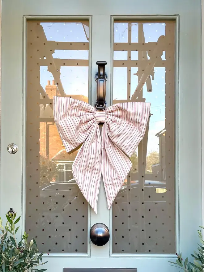 Large Pink And Beige Cotton Fabric Bow