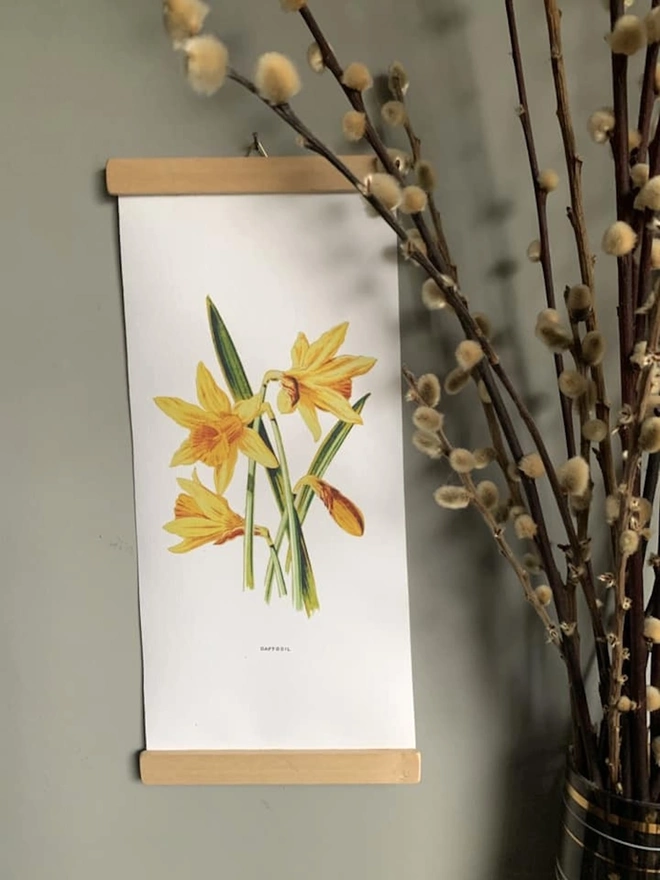 Spring daffodil canvas wall hanging