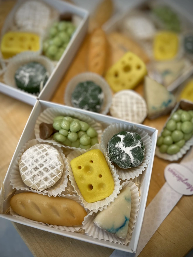 Hand crafted marzipan cheese board