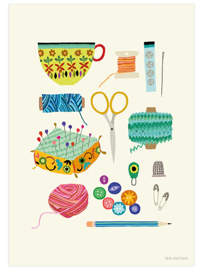 illustrated haberdashery print