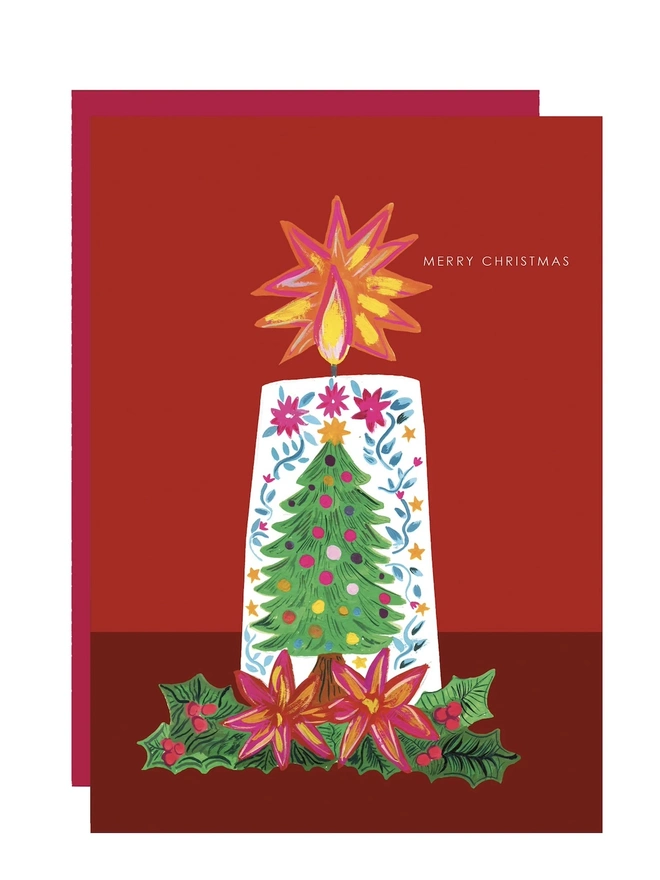 "Merry Christmas", Candle Tree Christmas Card