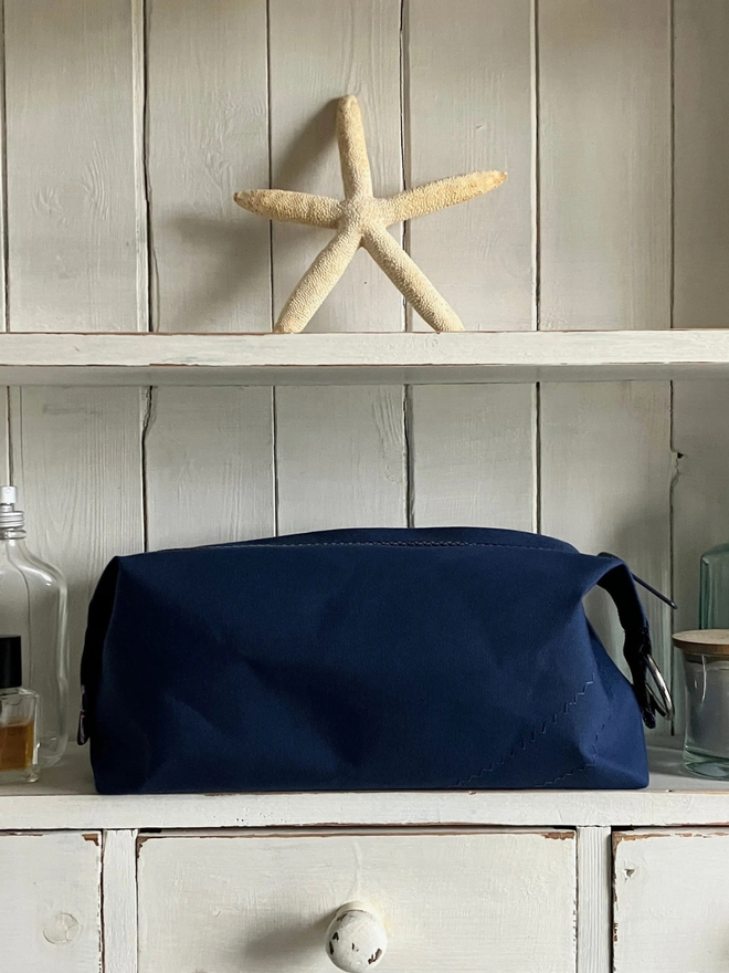 handmade wash bag navy