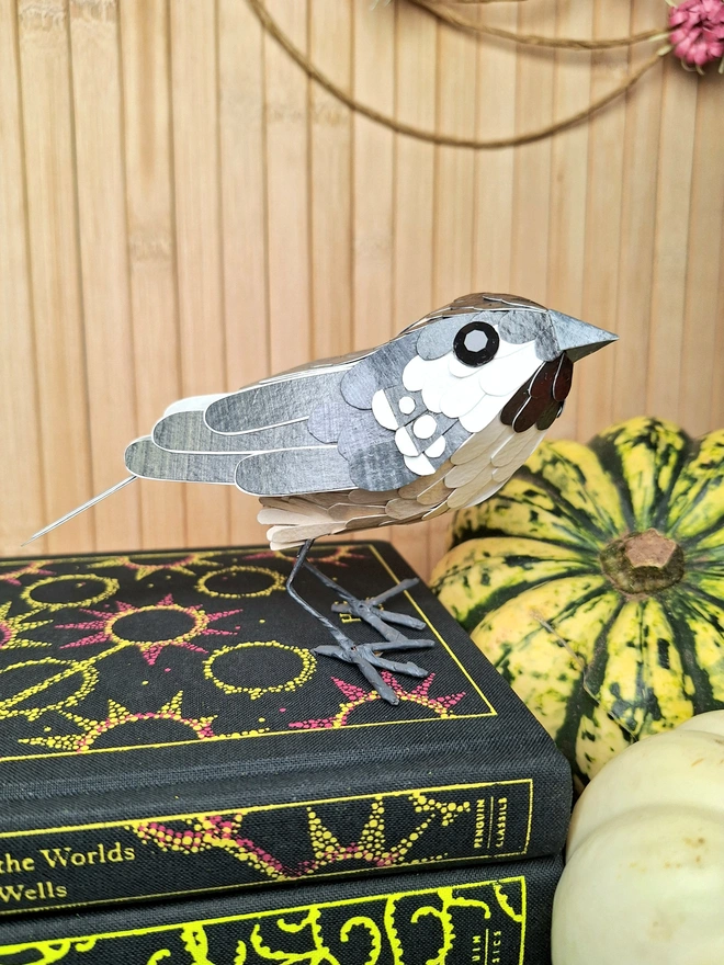 coal tit handmade paper sculpture