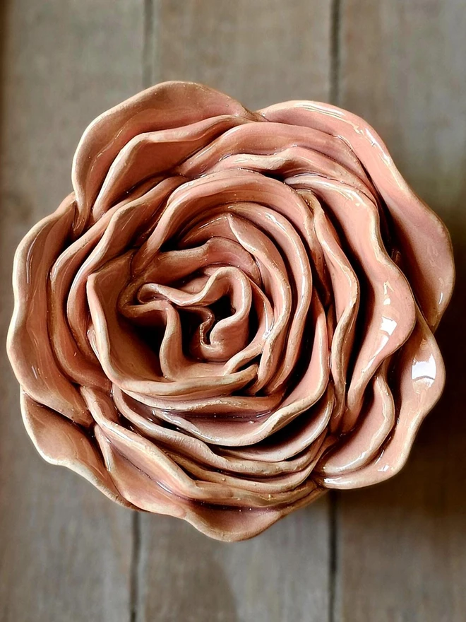 melon pink peach orange salmon wall decor ceramic flowers pottery sculpture art 3d everlasting flowers gift for ceramic lovers collectors