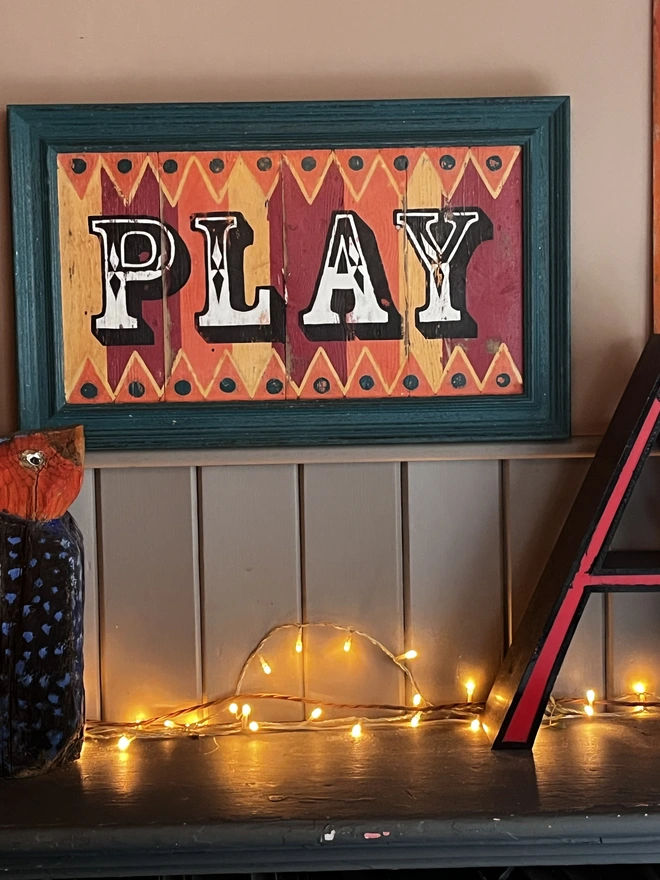 argent and sable sign, new product, play sign, colourful sign, playroom art, positive art, childrens art
