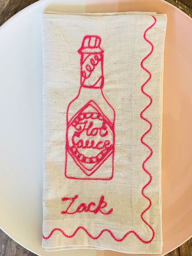 Embroidered Couple's Condiment Napkins (Set Of 2)