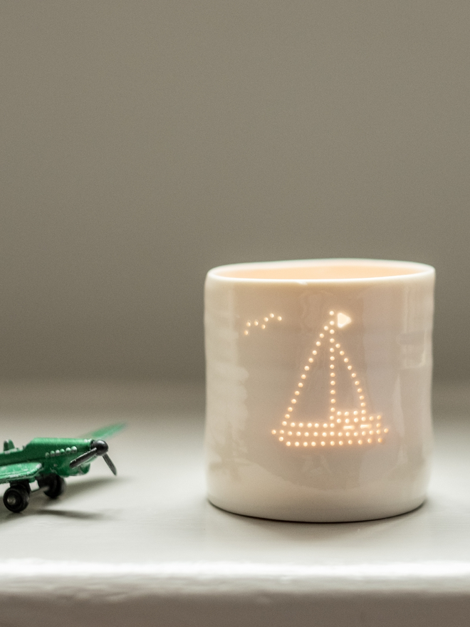 sail boat mini porcelain teealight holder