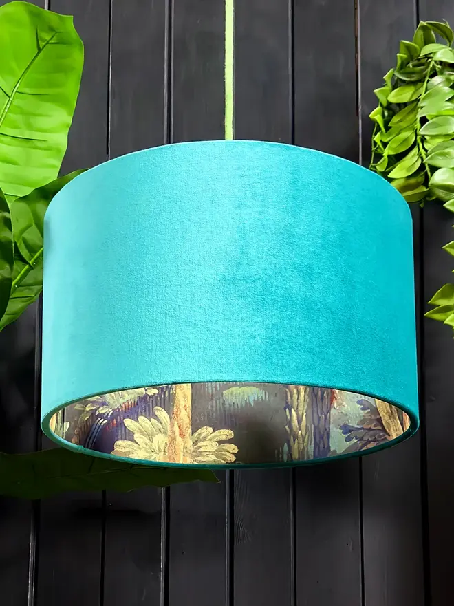 Emerald Enchanted Wood Silhouette Lampshade In Jade Green.