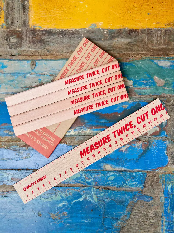 Measure Twice, Cut Once Carpenters Pencils & Ruler Set
