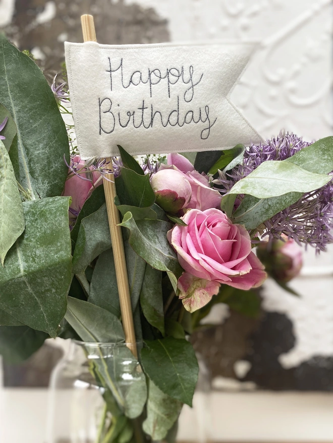 Happy Birthday Celebration Large Personalised Vase Flag