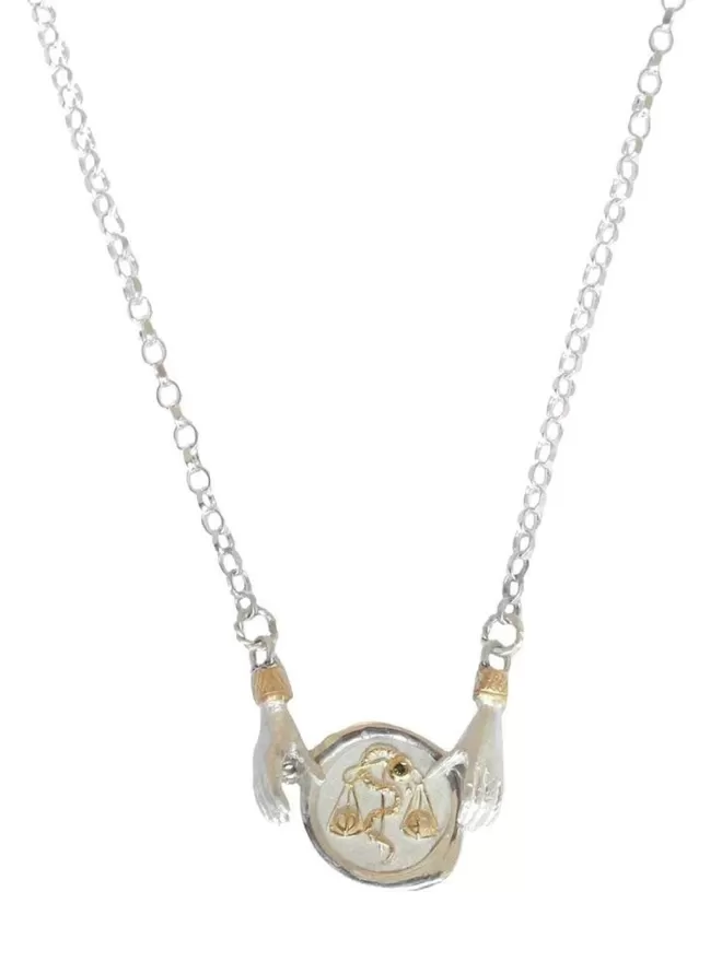 Libra. zodiac necklace cropped, product image