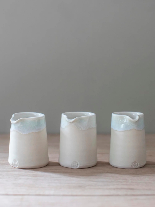 white handleless porcelain jug