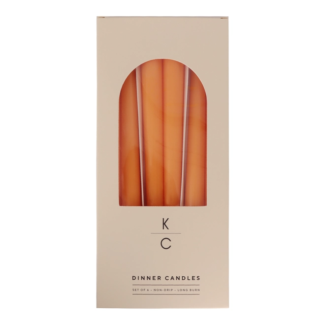 Orange dinner candles in a box