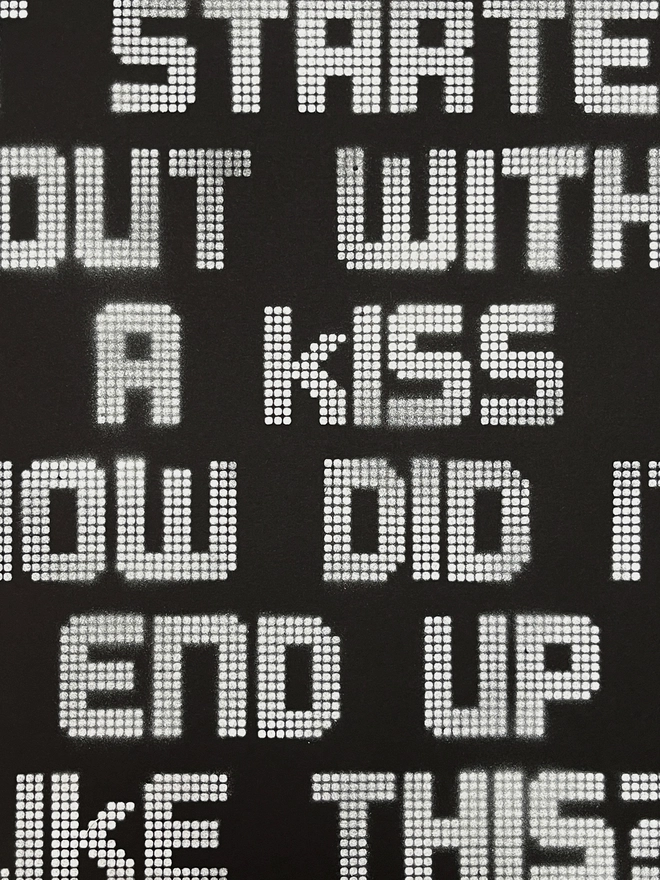 detail of Mr Brightside lyrics by the killers