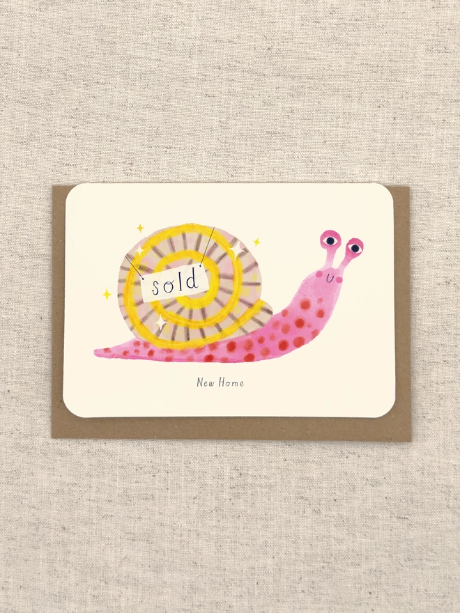 New Home Snail Greetings Card Front