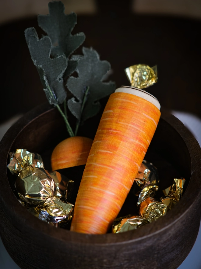 wooden christmas eve carrot - a treat for rudolf