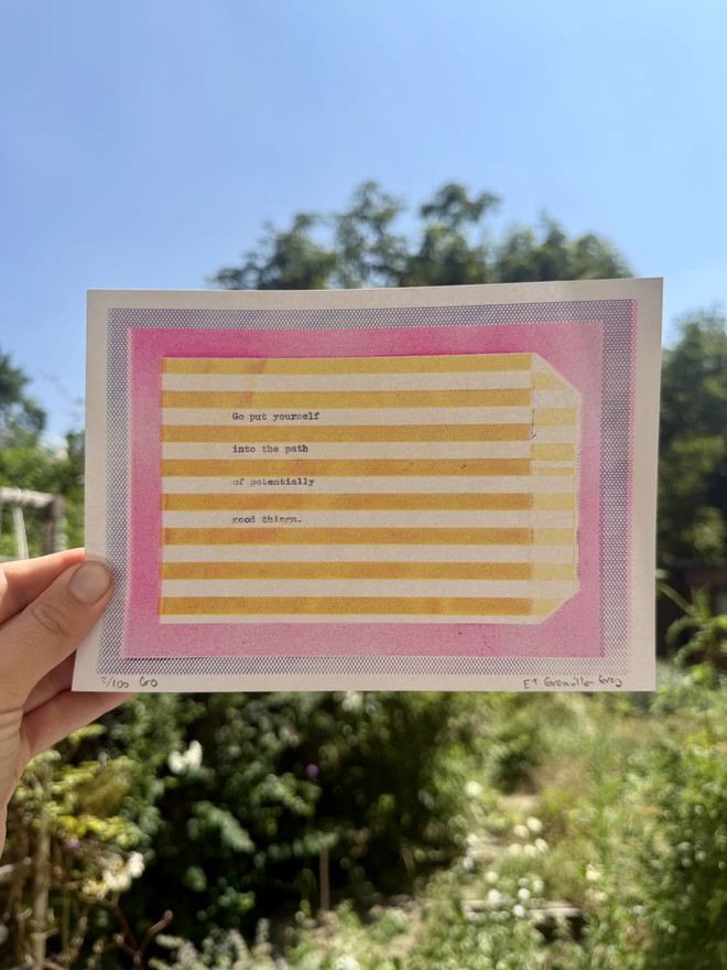 orange and pink risograph wall art print positive