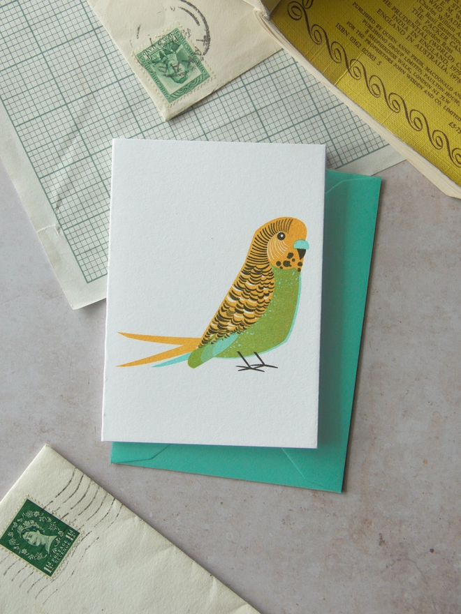 Green Budgie Mini Pet Card