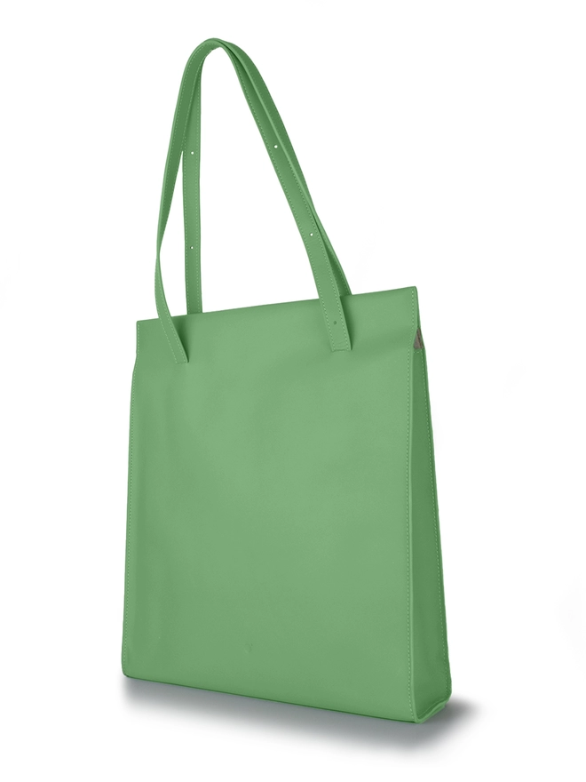 Sea Green Tote Bag on White Background adjusted to longest length