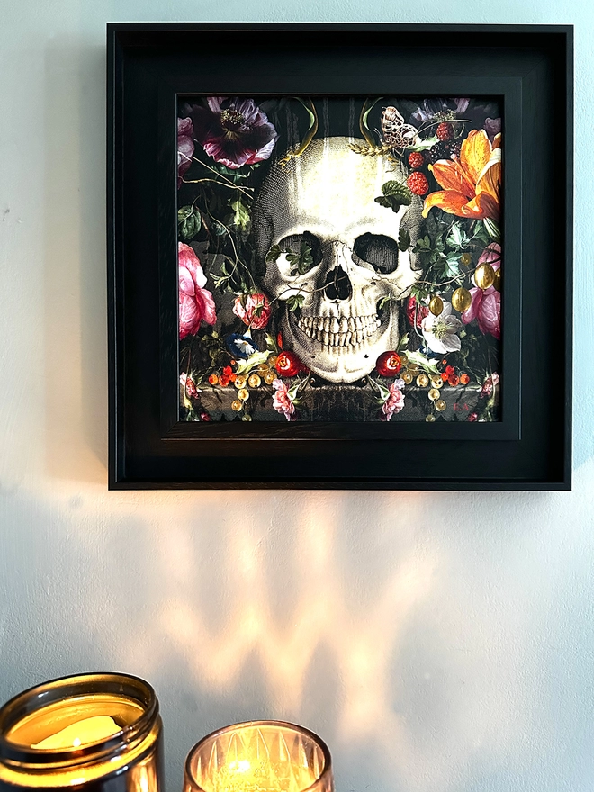 Skull and floral special edition art print for Halloween