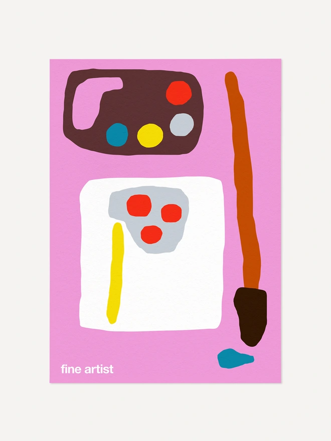 fine artist giclee print in bright pink