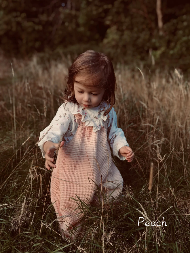 Kids' Organic Cotton Waffle Dungarees