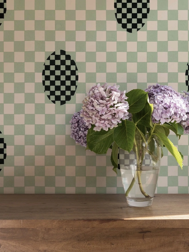 Deco Checkers In Seafoam Bliss Wallpaper Micaela Sharp