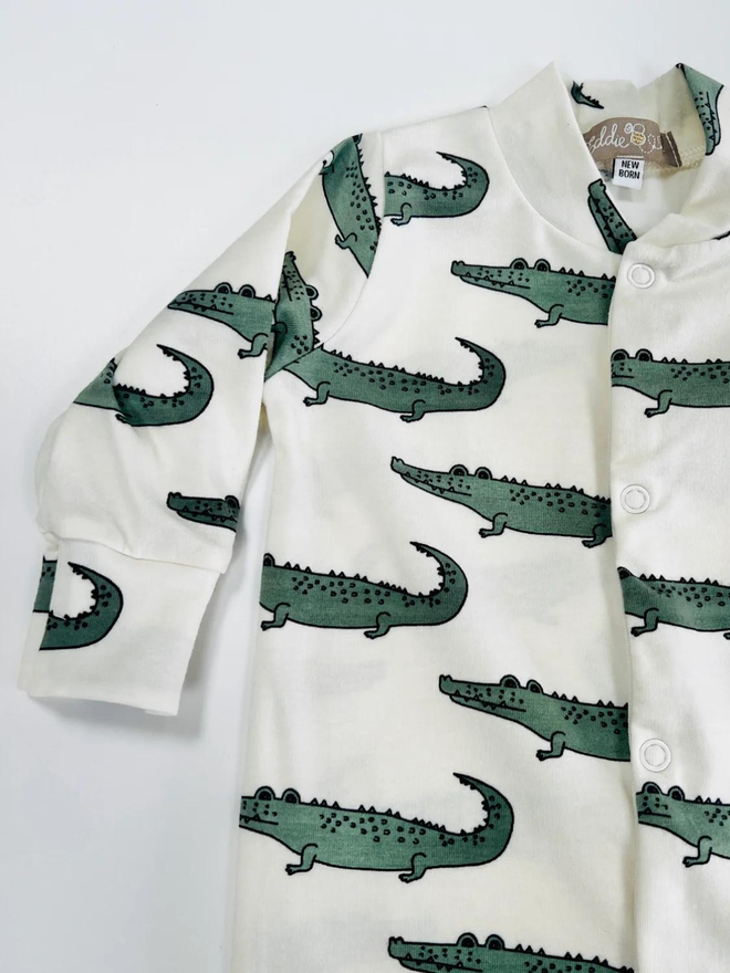 Organic Cotton 'Enormous Crocodile' Baby Sleep Suit