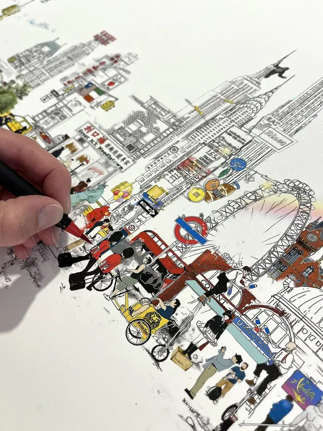 London To New York Panoramic View 2022 Print