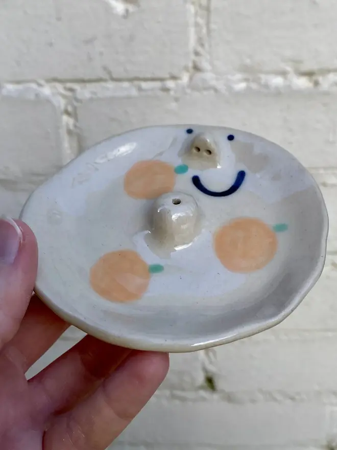 clementine orange fruit handmade ceramic incense dish