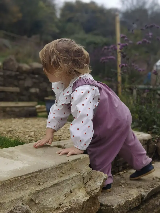 kids jersey dungarees mauve