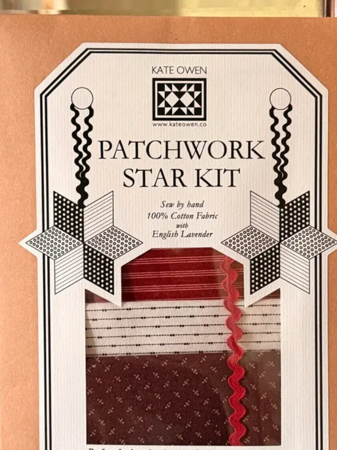 Lavender Patchwork Star Kit, close up. 