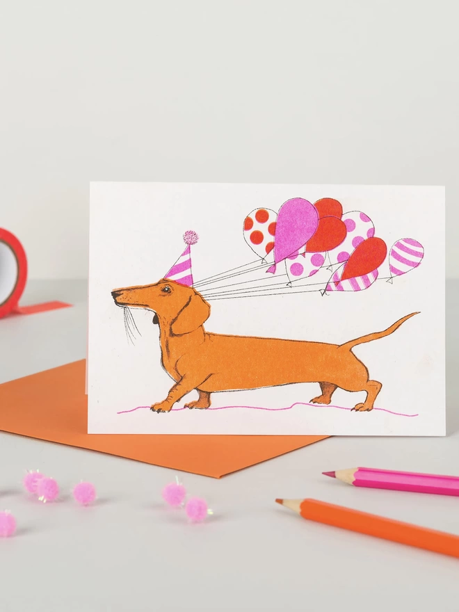 Sausage Dog Greetings Card