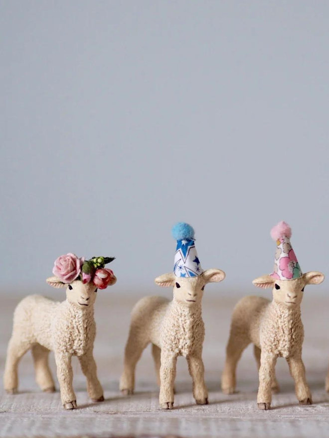 lambs seen with different headdwear