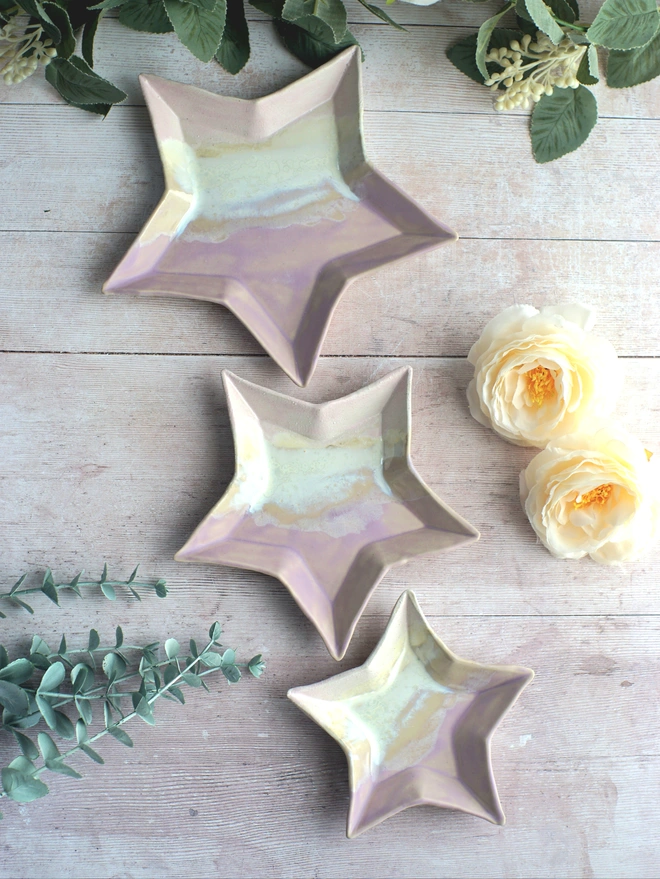 star nesting plates, ceramic star nesting plates, star plates, Jenny Hopps pottery