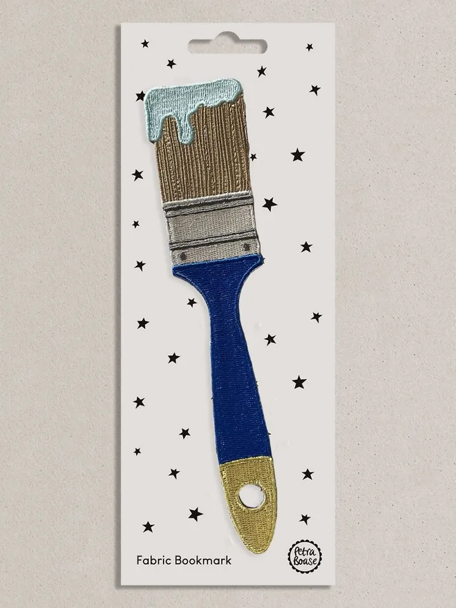Petra Boase Blue Paintbrush Fun Embroidered Fabric Bookmark