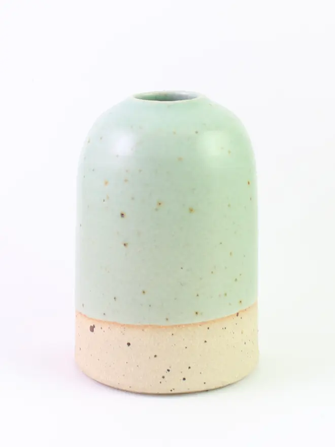 medium mint green ceramic speckled vase