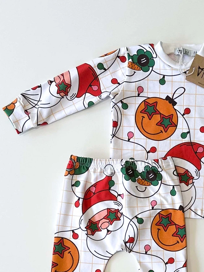 baby toddler lounge set for christmas, christmas print