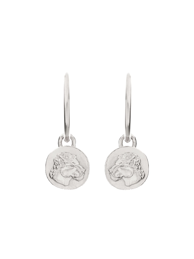 Hoop Lioness Coin Earrings silver