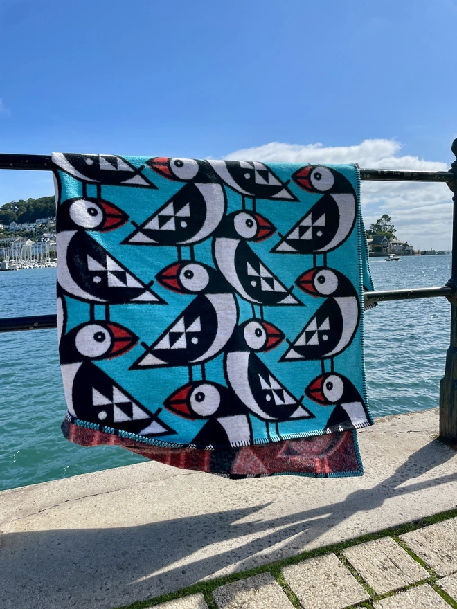 Petite Puffins Recycled Cotton Blanket